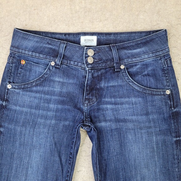 Hudson BootCut Jeans Womens 26 Blue Dark Wash Flap Pocket Made in USA - Picture 2 of 14